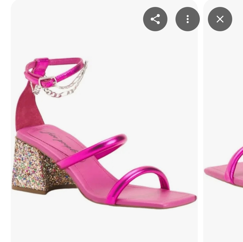 "Confetti Anyone?" FREE PEOPLE Metallic Fushia Sandals with Glitter Heels EU 37